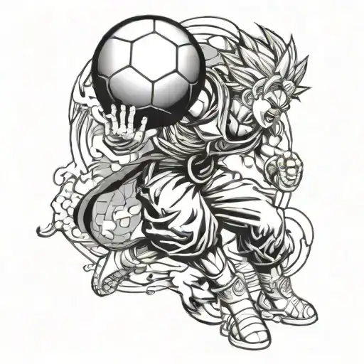 A Dragon Ball Z Inspired Tattoo Featuring A Football Player In Action