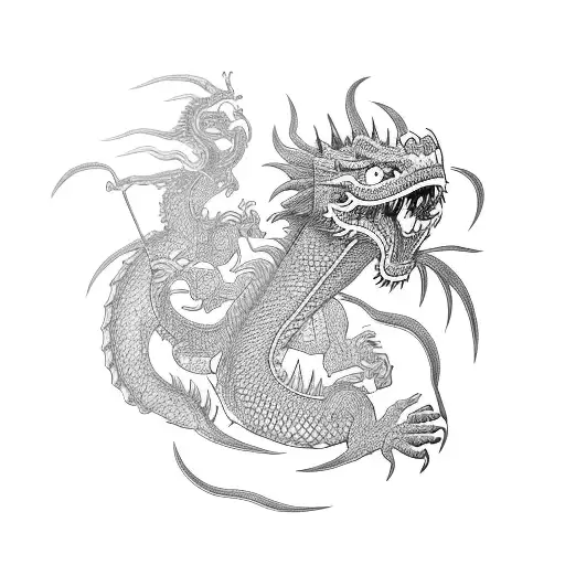 Qin Shi Huang In A Fierce Battle With A Dragon