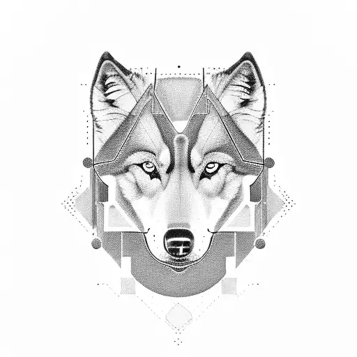 An Abstract Representation Of Electronic Circuits Intertwined With A Pack Of Wolves