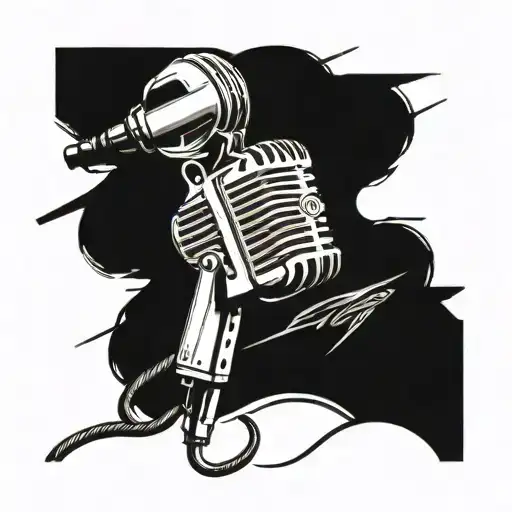 Incorporate A Vintage Microphone And A Classic Muscle Car In A Dynamic Composition