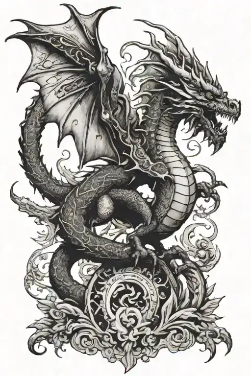 Dragon Standing Tall With Spread Wings