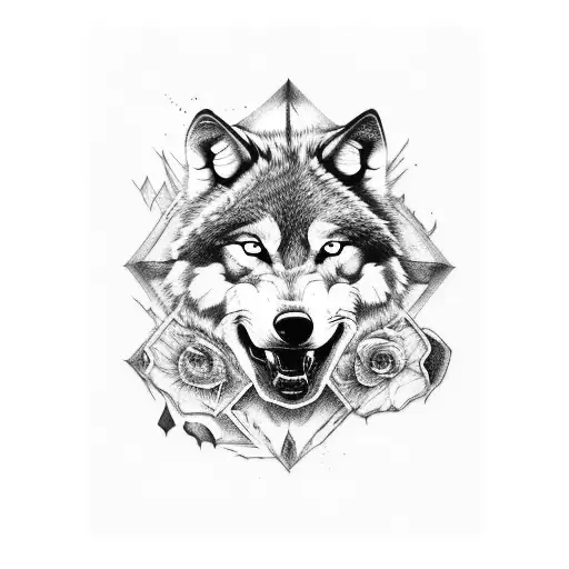 Aggressive Wolf Face With The Writing Creed Name Below