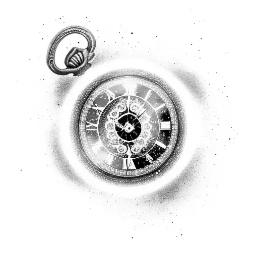 A Pocket Watch Floating In Space With Galaxies Swirling Around It