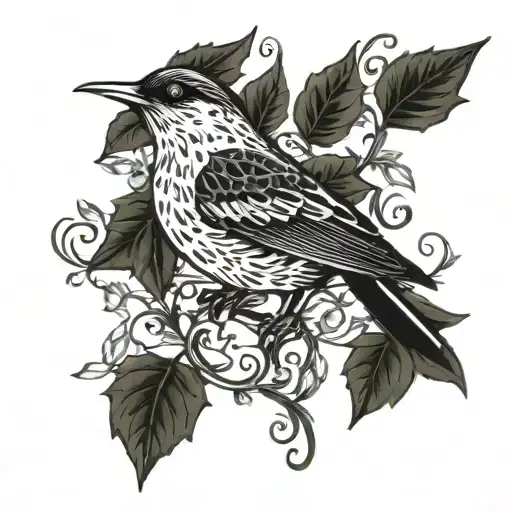 Bird With Ivy Vines