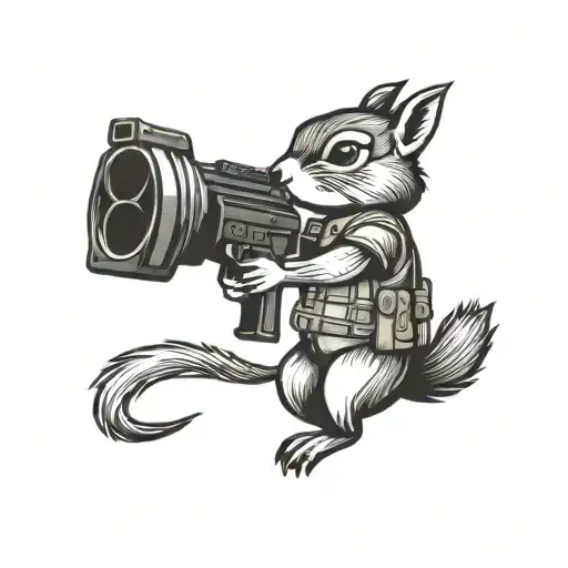 Tactical Squirrel Holding Machine Gun