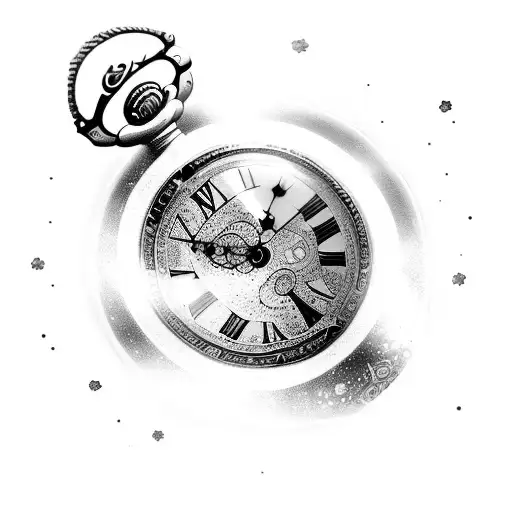 A Pocket Watch Floating In Space With Galaxies Swirling Around It