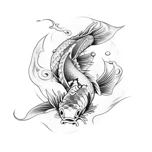 Japanese Koi Fish Transforming Into A Dragon