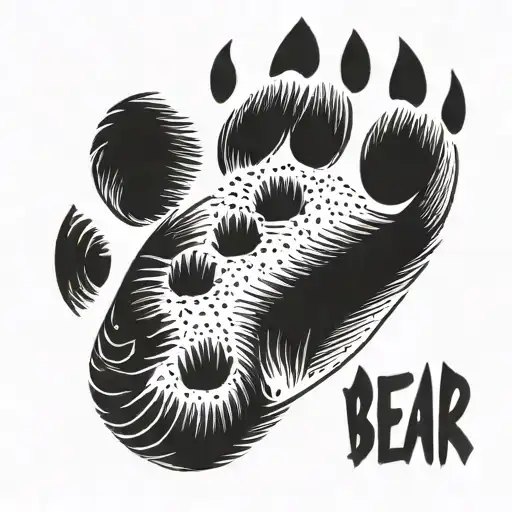 The Word Bear Forming A Bear Paw Print