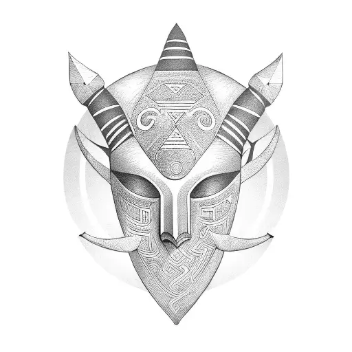 African Tribal Mask With Musical Notes