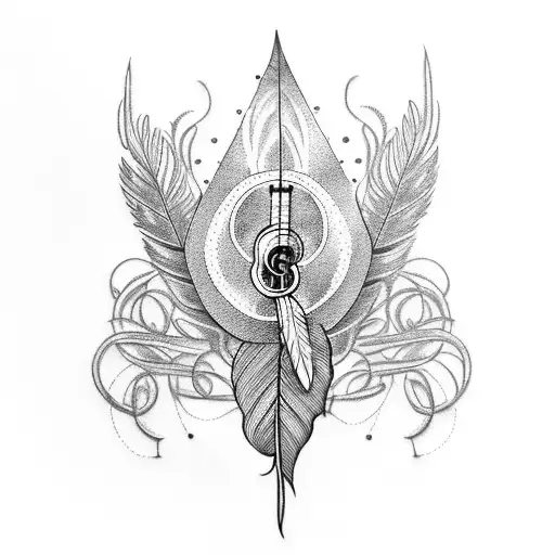 An Intricate Feather Intertwined With Musical Instruments