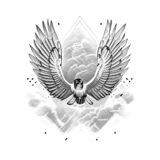 Hawk With Open Wings