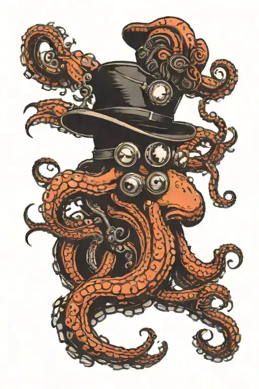 An Octopus In A Flat Cap Holding A Diving Tank