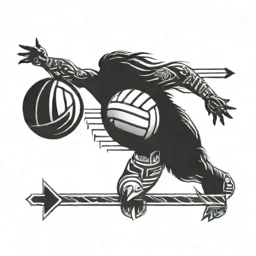 A Volleyball With Intricate Native American Symbols Of Strength Incorporated Into The Design