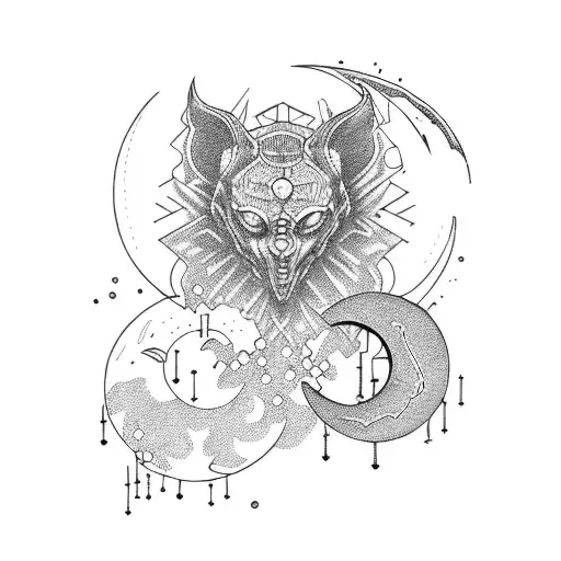 Tech Themed Tattoo With Moon