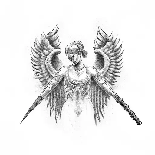 Roman Numerals With Angel Wings Either Side