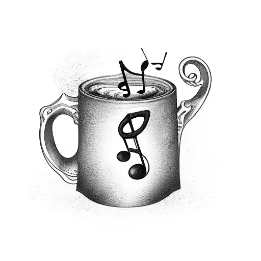 A Coffee Cup With Musical Notes Pouring Out As Steam