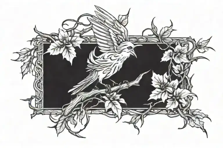 Bird Escaping Thorns Wrapped