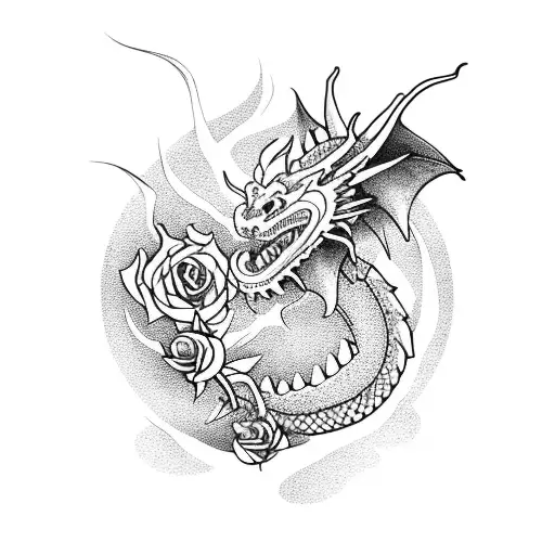 Dragon With Roses