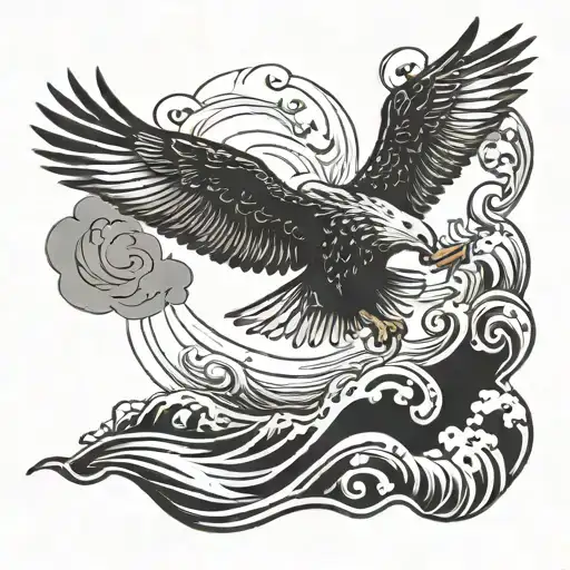 Eagle Flying Over A Sea