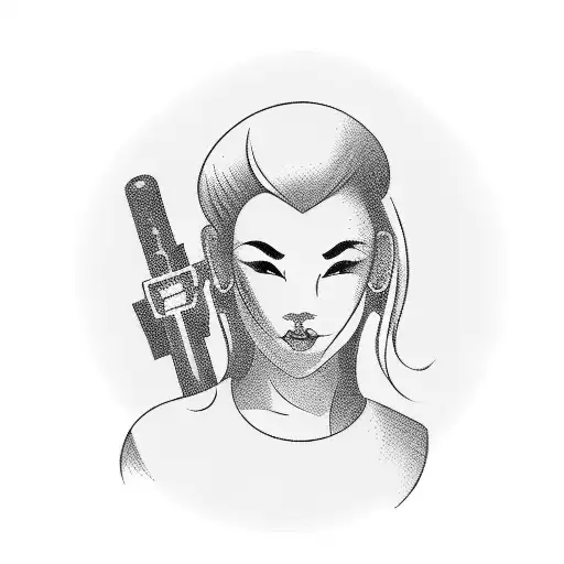 Businesswoman With A Chinese Mask Holding A Briefcase