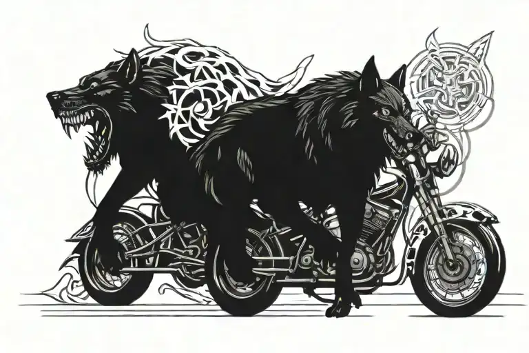 Demon Wolf And Motorcycles