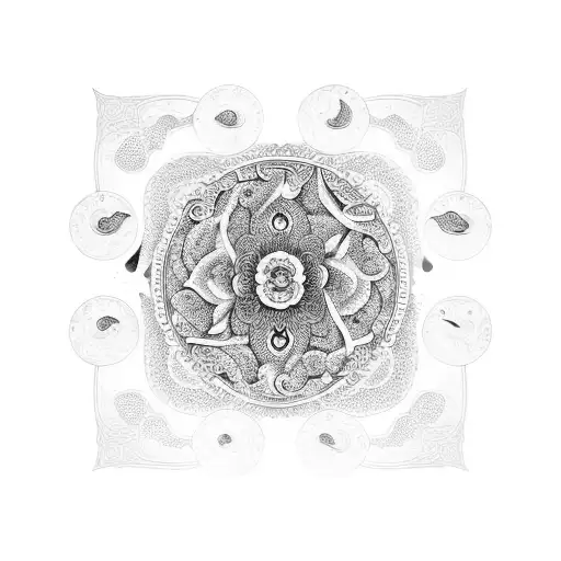 An Intricate Yin And Yang Symbol Surrounded By Asian-inspired Floral Designs