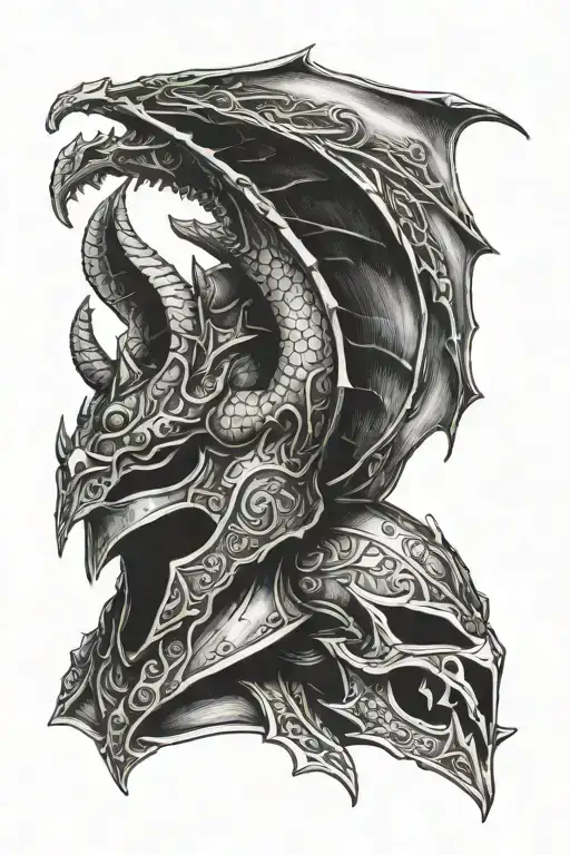 Sparta Helmet And A Dragon Flying