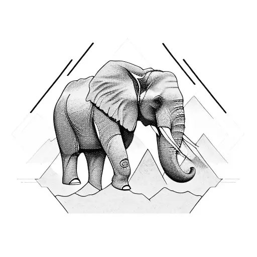 A Collection Of Mountain Peaks Forming The Silhouette Of An Elephant