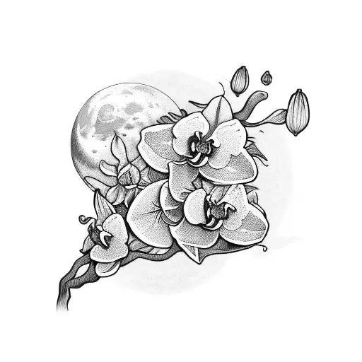 Moon And Orchid Flowers