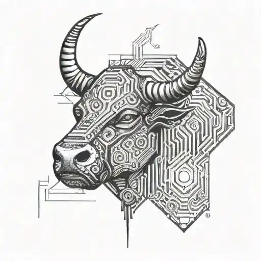 Circuit Board Style Bull Head