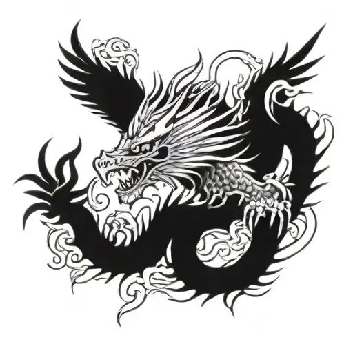 Japanese Dragon Flying Eagle