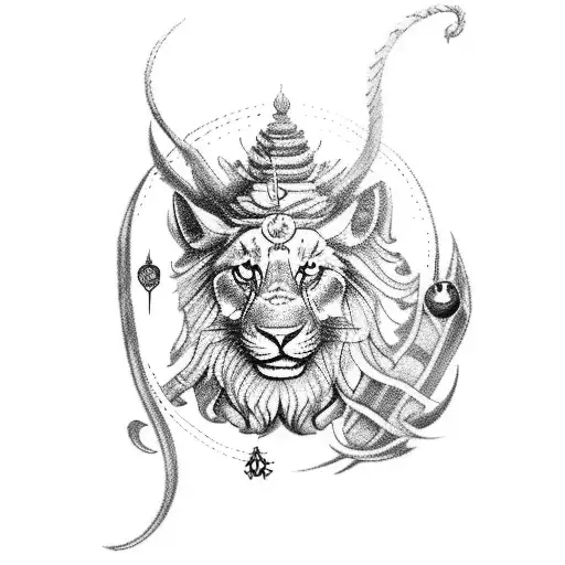 Combined Tatoo Of Leo Scorpio And Lord Shiva