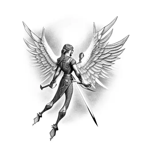 Angelic Figure Holding A Sword In One Arm