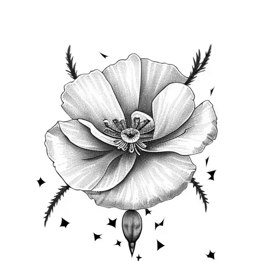 California Poppy With Starbursts