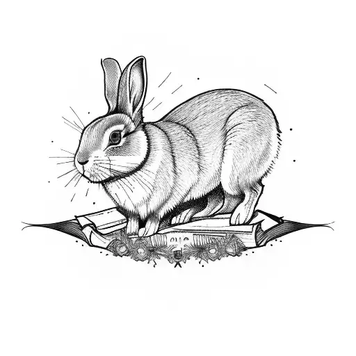 A Book Read By A Rabbit Wearing A Magicians Hat