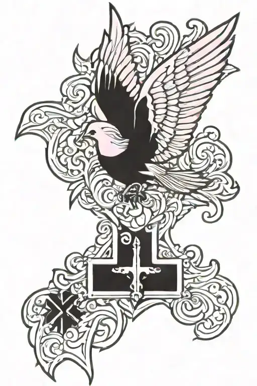 Pink Dove Christian Cross
