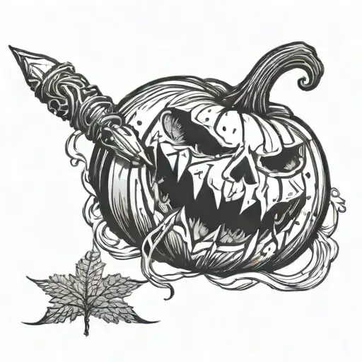 Pumpkin With A Pen Stabbed Breaking It Bleeding