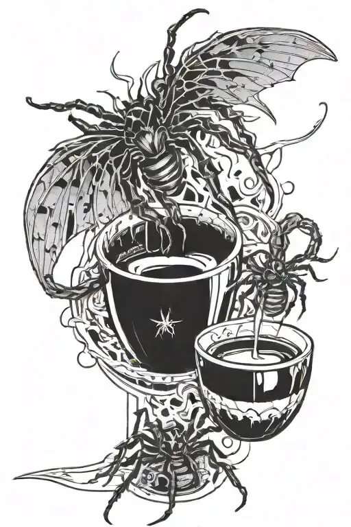 Flying Spiders Drinking Coffee Near The Highway