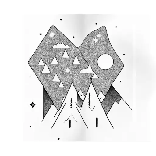 Two People Looking Over A Mountain Onto Space