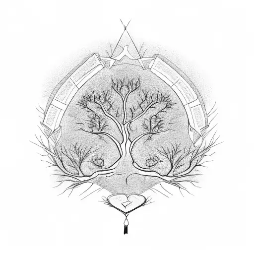 Family Tree With Intricate Branches And Leaves