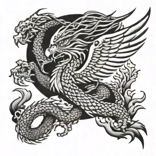 Japanese Dragon Flying Eagle
