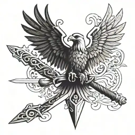An Intricate Design Combining A Sword And Eagle Symbolizing Strength And Freedom