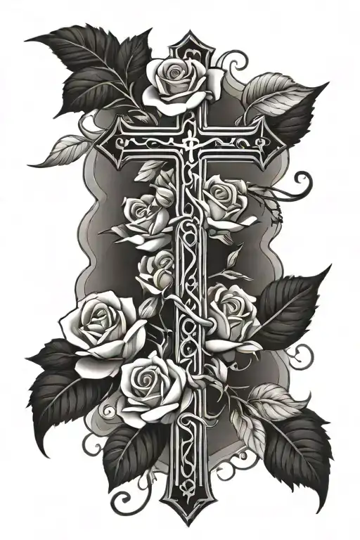 Christian Cross With Roses
