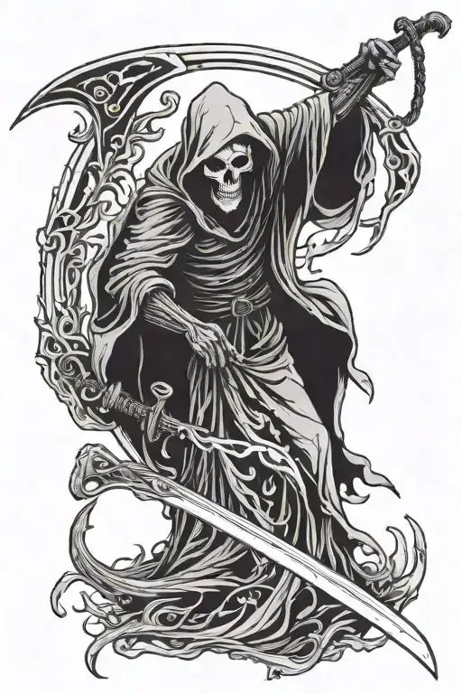 Grim Reaper Holding A Scythe