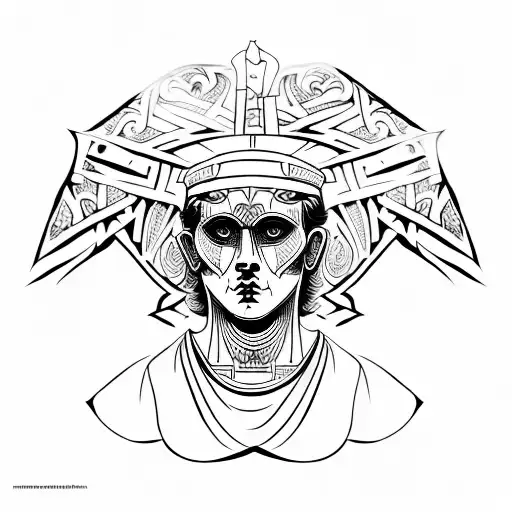 A Melancholic Portrait Of A Ghostly Figure In Ancient Roman Attire