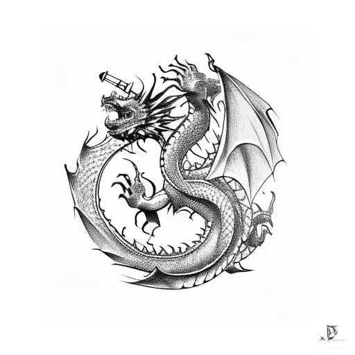 Dragon Wrapping Around A Knight