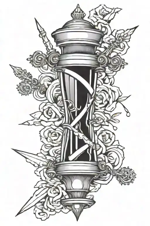 Broken Hourglass And Sword Piercing