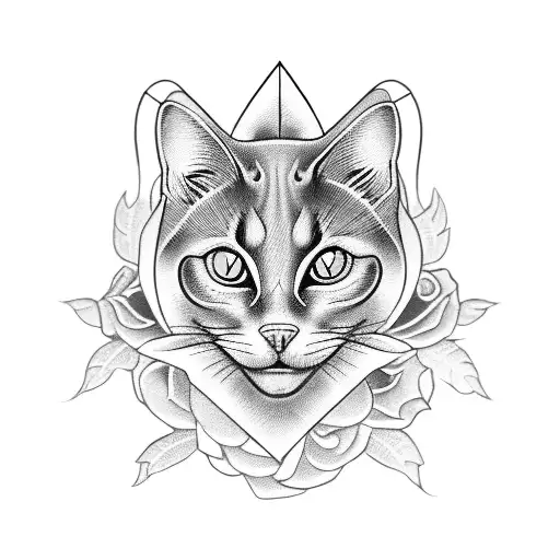 Old School Tattoo Black Cat And Roses