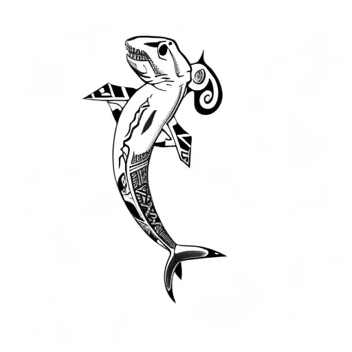 Hammerhead Shark Made With Playing Cards In Maori Style