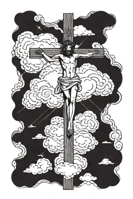 Jesus On The Cross With Clouds
